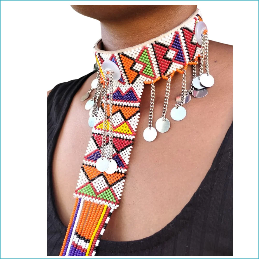 Beaded Chocker Necklace Tailed