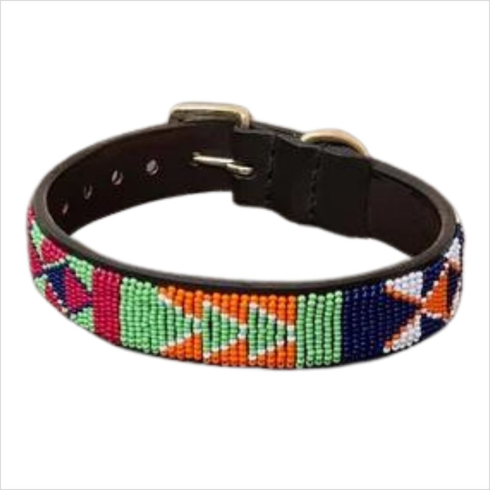 Beaded Dog Collar - Geometric Christmas tree Pattern