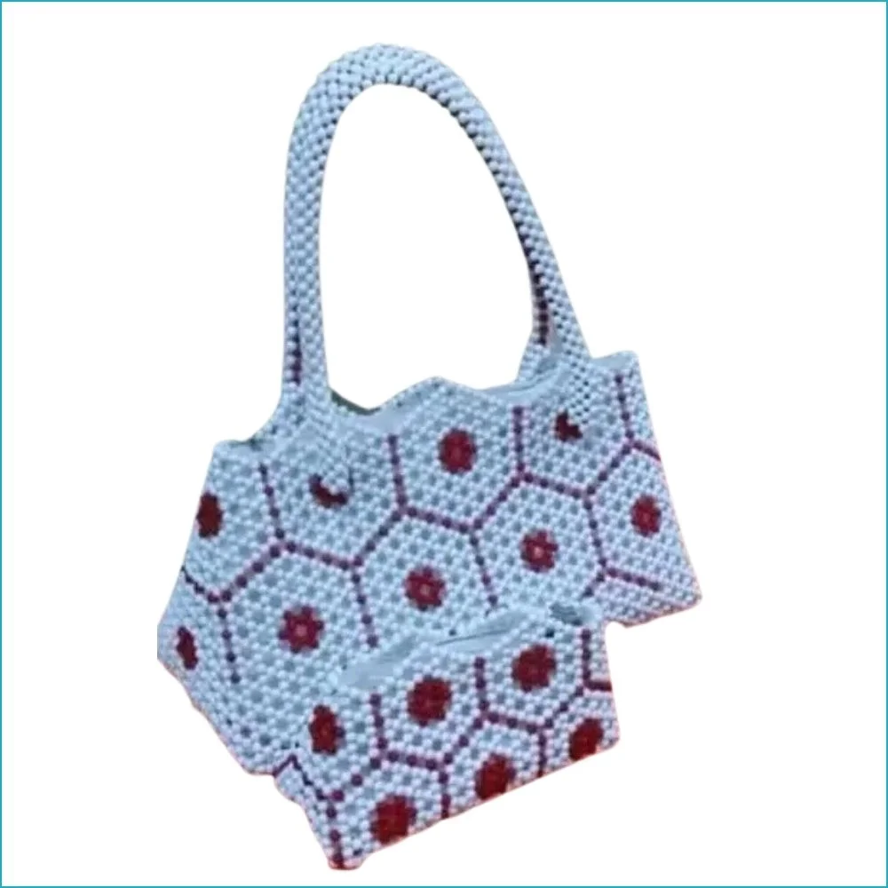 Beaded Handbag (Red and White)